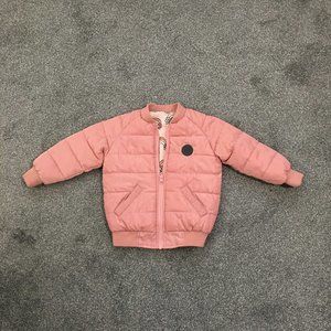 Hux pink/pink with rainbows reversible puffer jacket